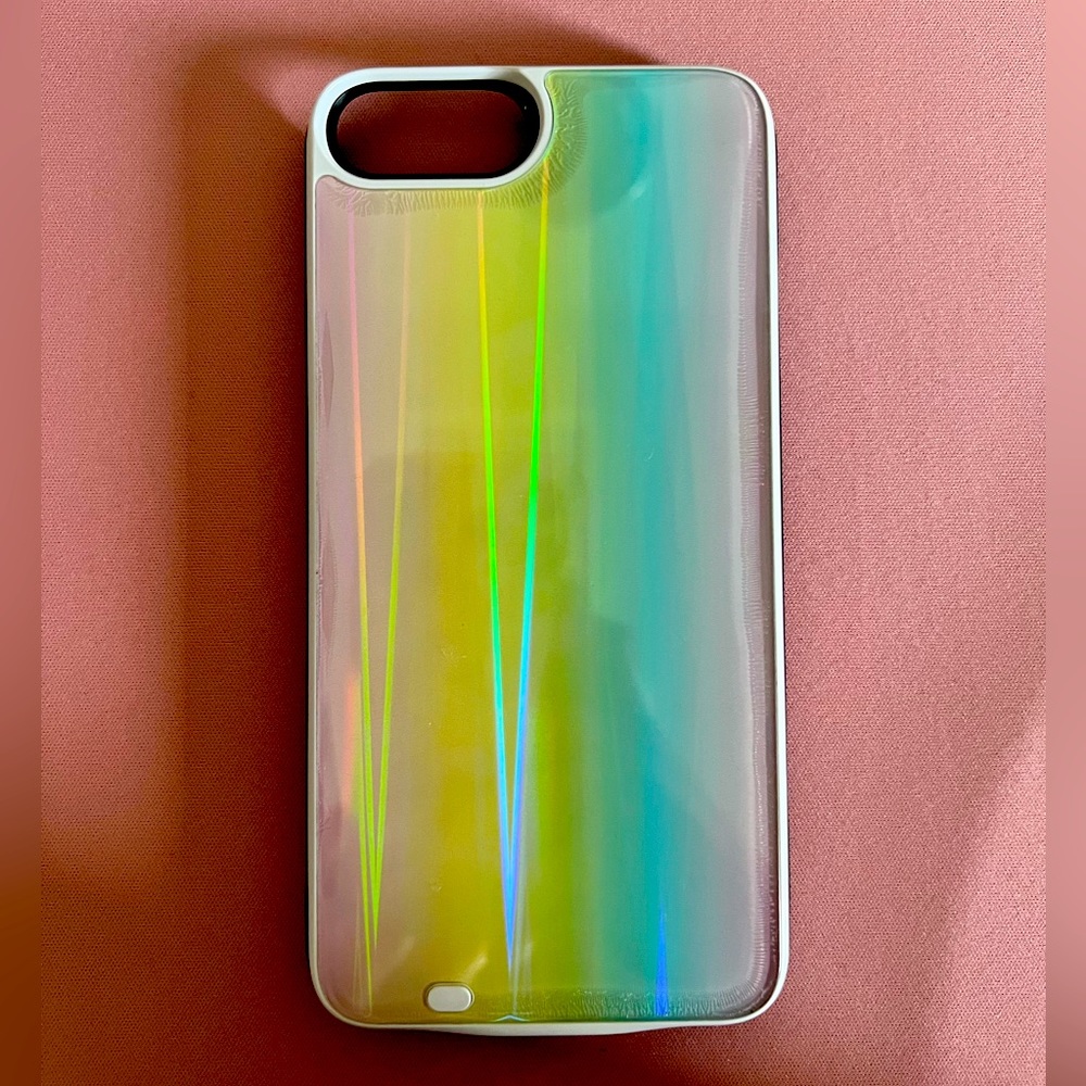 Rainbow Laser Holo Glass Battery Case iPhone 8 Plus
